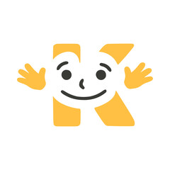 Letter k funny character with hands