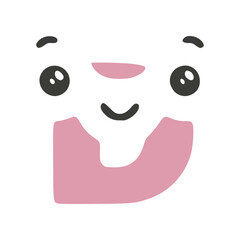Letter d cute kawaii character glyph icon