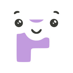 Letter f cute kawaii character glyph icon