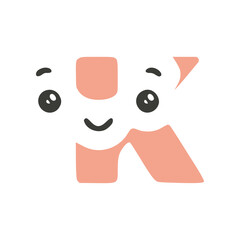 Letter k cute kawaii character glyph icon