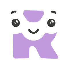 Letter r cute kawaii character glyph icon