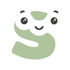 Letter s cute kawaii character glyph icon