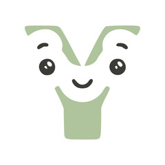 Letter y cute kawaii character glyph icon