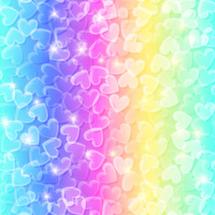 Holographic rainbow shiny hearts pattern