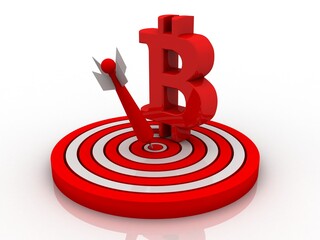 3d rendering bitcoin sign with target
