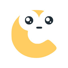 Letter c cute kawaii character,  yellow funny smiley clipart