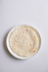 Plate with carbohydrate starch food with empty space