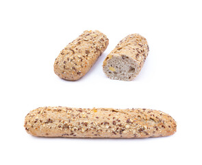 Whole wheat bread isolated on white background