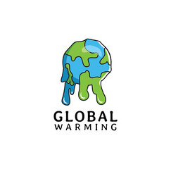 Climate Change Design With Earth Planet With Global Warming logo Vector template poster flat design illustration 