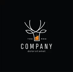  Deer head glass brewery logo template. beer emblem with deer logo design Vector label badge retro hipster  © blueberry 99d