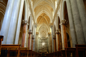 Fototapeta premium Central nave of Real Duomo of Erice, Trapani, Sicily, Italy