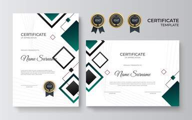 Certificate template with dynamic and futuristic geometric shapes and modern background