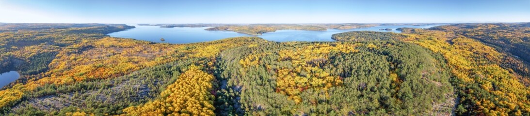 Aerial Of Autumn Landscape And River
