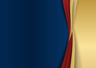 Abstract template dark blue luxury premium background with gold and red geometric shapes elements. Suit for presentation background, certificate, business card, banner, flier and much more