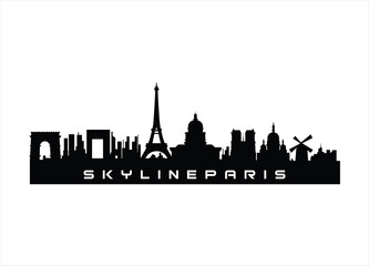 Fototapeta premium paris skyline horizontal banner Black silhouette of paris Vector template