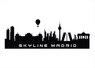 Madrid skyline horizontal banner Black silhouette of Madrid Spain  Vector template 