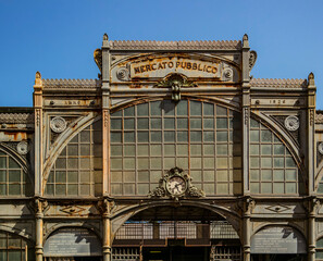 View on the metal construction of the public market in Ancona, Marche - Italy