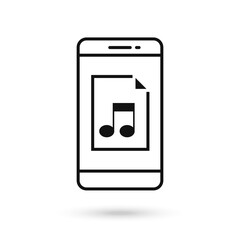 Mobile phone flat design with audio file sign.