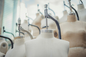 Closeup professional mannequin for sewing atelier