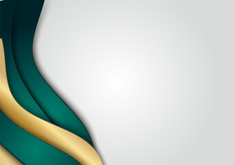 Abstract luxury dark green overlap layer with golden line. Luxury and elegant background. Abstract template design. Design for presentation, banner, cover, business card