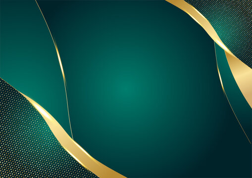 Abstract luxury dark green overlap layer with golden line. Luxury and elegant background. Abstract template design. Design for presentation, banner, cover, business card