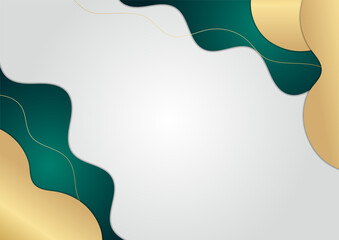 Abstract wave background in gold and green color. Luxury and elegant background. Abstract template design. Design for presentation, banner, cover, business card