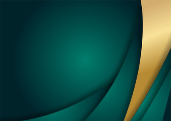 Abstract luxury dark green overlap layer with golden line. Luxury and elegant background. Abstract template design. Design for presentation, banner, cover, business card