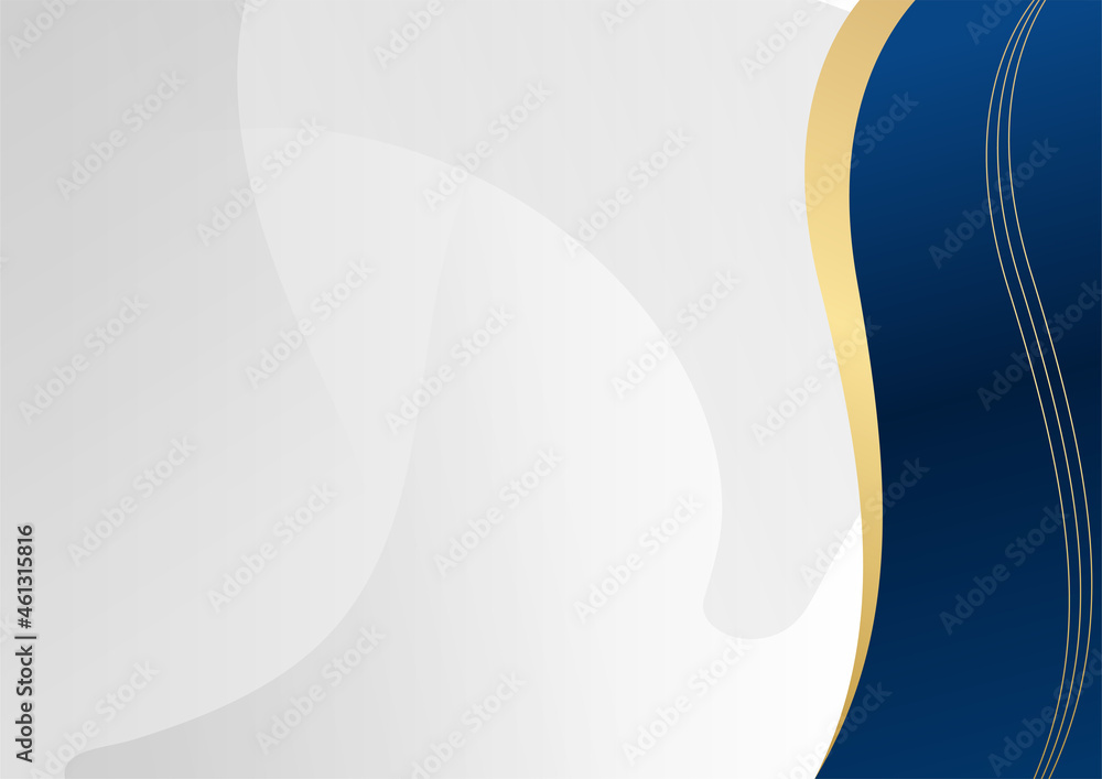 Poster abstract blue and gold background. luxury navy blue background combine with glowing golden lines ele