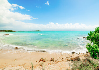 Colorful coast in Le Gosier in Guadeloupe