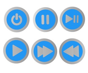 Blue modern button icon on the white background.