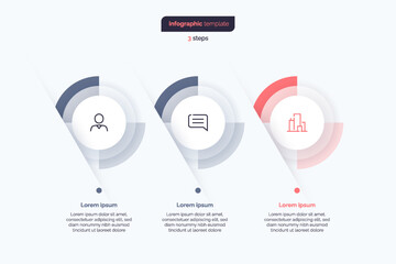 Three step business infographic design template. Vector illustration