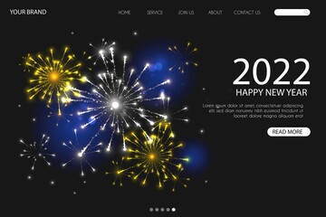 realistic new year landing page vector design illustration