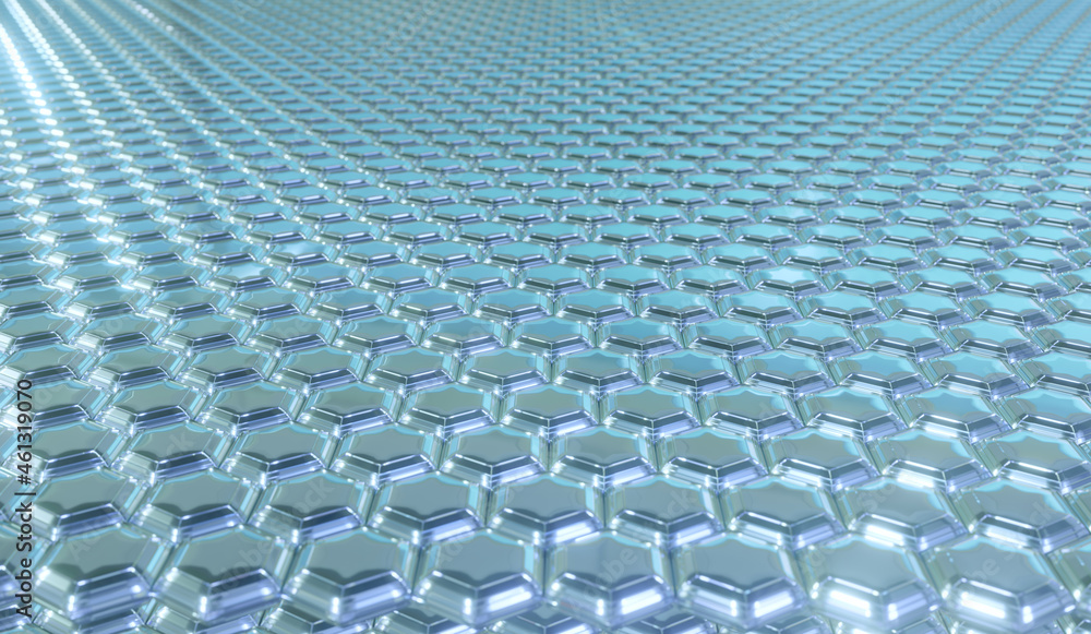 Poster 3d rendering hexagon geometry. blue abstract technology digital hi tech concept background.