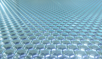 Fototapeta premium 3D rendering Hexagon Geometry. Blue abstract technology digital hi tech concept background.