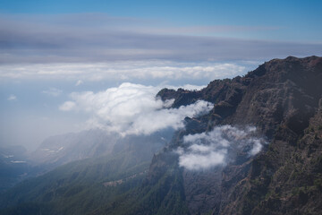 Sea of ​​Clouds under Roque de los Muchachos. Caldera de Taburiente. La Palma island. Santa Cruz de Tenerife. Spain