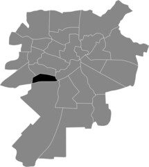 Black location map of the Czuby Południowe district inside gray urban districts map of the Polish regional capital city of Lublin, Poland
