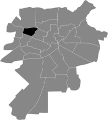 Black location map of the Sławinek district inside gray urban districts map of the Polish regional capital city of Lublin, Poland