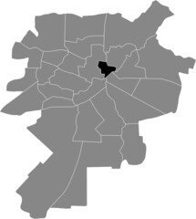 Black location map of the Stare Miasto district inside gray urban districts map of the Polish regional capital city of Lublin, Poland