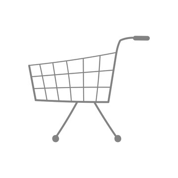 Supermarket shopping cart. Vector illustration isolated on white background.