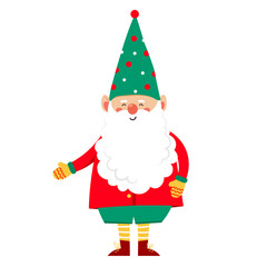 Cute little gnome in winter mittens