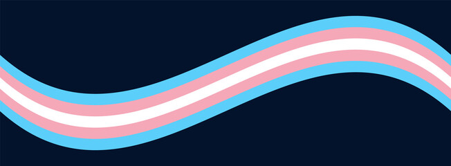 Transgender Awareness Banner Background. Transgender Flag Wave Illustration Dark Background. Vector Banner Background with Trans Pride Flag
