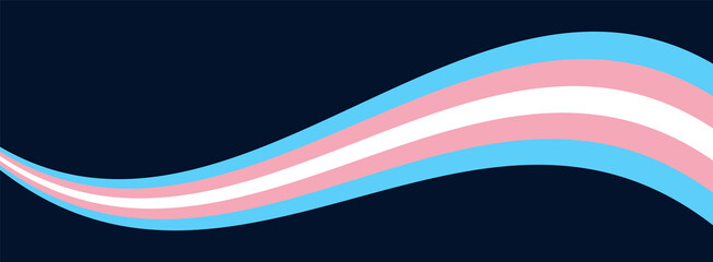 Transgender Flag Wave Background. Trans Pride Flag Illustration Isolated on Dark Background.