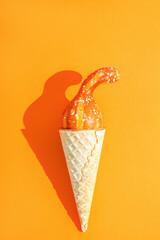 small pumpkin in a ice cream cone