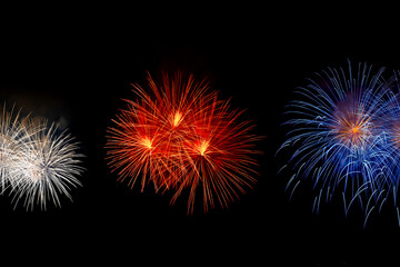 Bright fireworks on night sky
