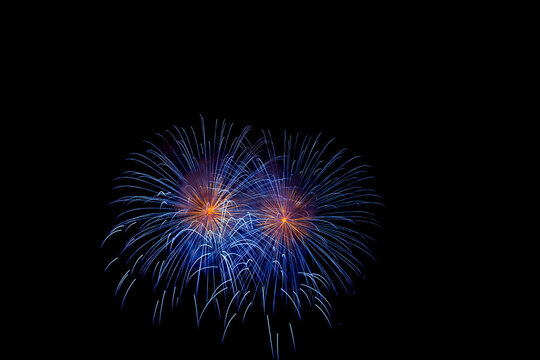 Bright fireworks on night sky