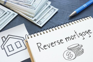 Reverse mortgage is shown on the business photo using the text