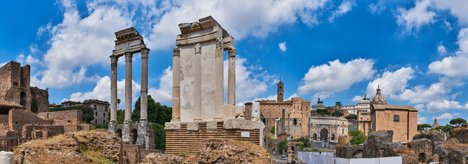 Panoramic view Imperial Forums of Ancient Rome