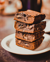 Stack of Delicious Fudgy Chocolate Brownies