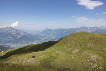 Amazing hiking day in one of the most beautiful area in Switzerland called Pizol in the canton of Saint Gallen. What a wonderful landscape in Switzerland at a sunny day.