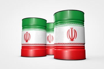Group of oil barrels from countries of the world isolated on a white background, 3D illustration